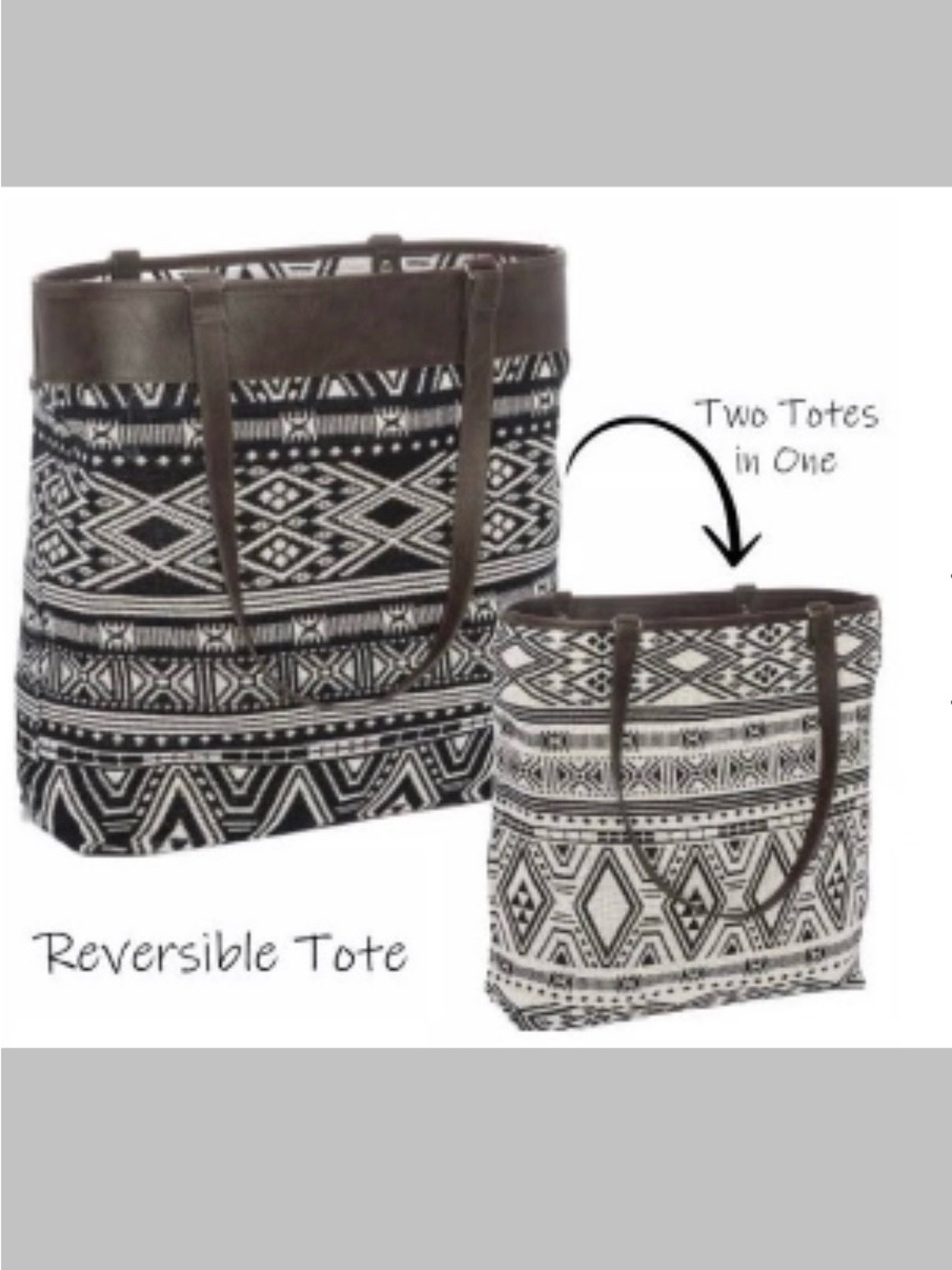 Thirty One Jewell Black & White Rio Weave XL Reversible
Tote 16"X14"X5"